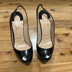 USED Christian Louboutin Black Patent Leather Heels